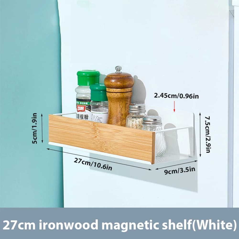 Magnetic Fridge Shelf Spice Storage Rack Black Iron Space Saving for Cabinet on The Side of Refrigerator Kitchen Organizer Shelf