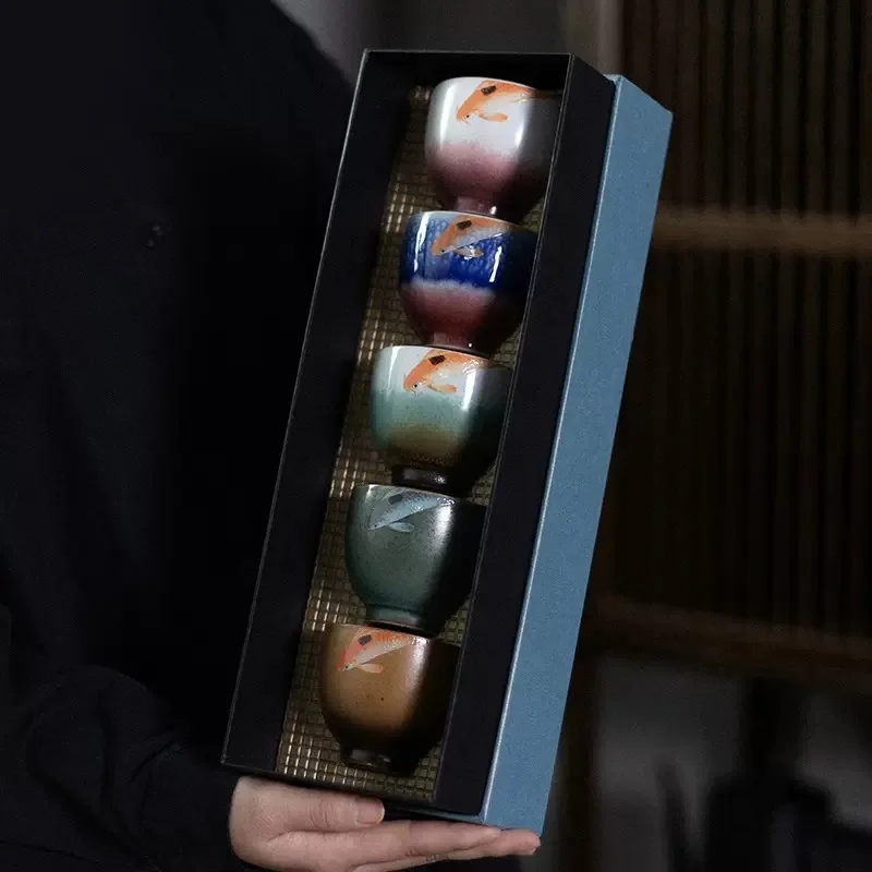 Ceramic Kungfu Tea Bowl Glazed Tea Cups Pu'er Master Cup 75ml Kitchen Teaware Household Tea Set Accessories Tea Cup Set