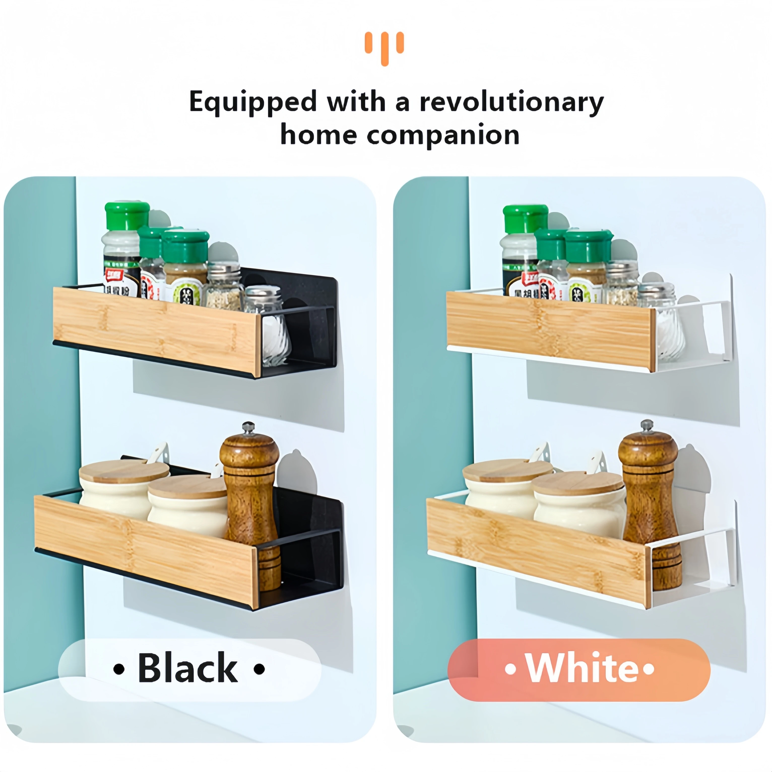 Magnetic Fridge Shelf Spice Storage Rack Black Iron Space Saving for Cabinet on The Side of Refrigerator Kitchen Organizer Shelf